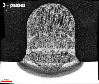 Macrograph of the three-layer deposited wall