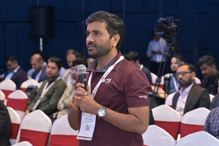 A delegate at the NAFEMS India Conference 2025 asks a question